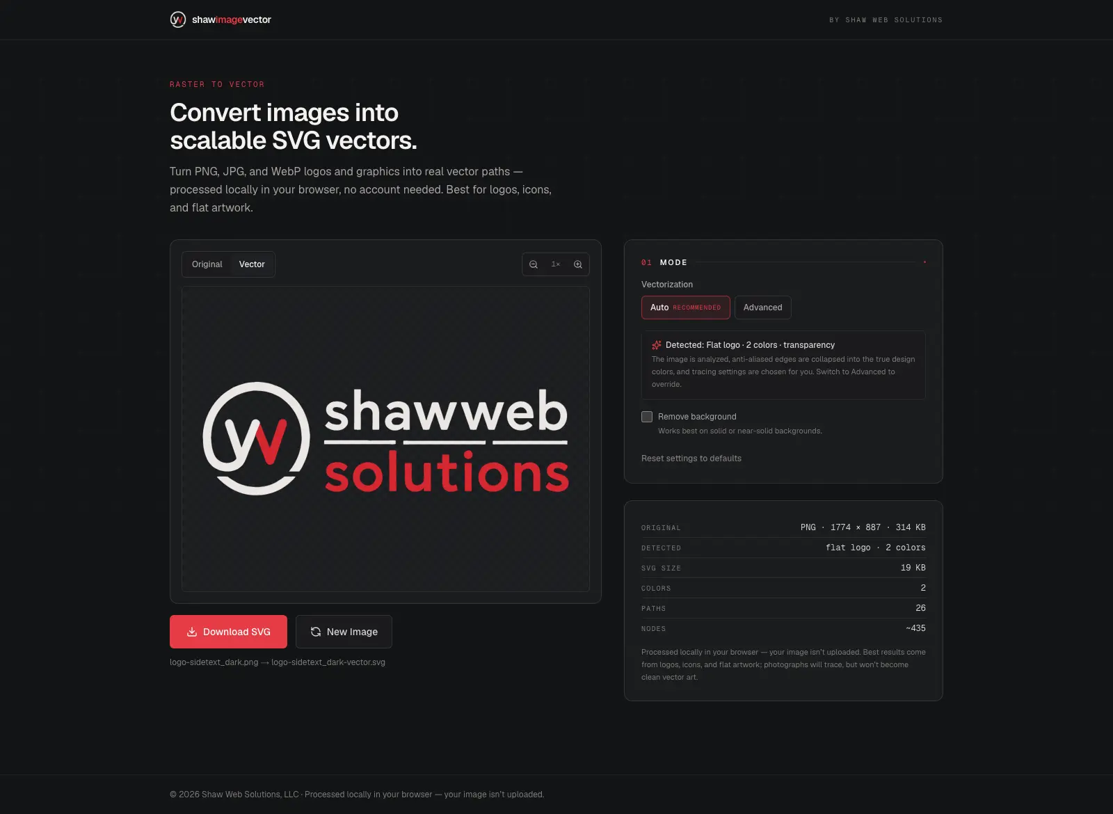 Shaw Image Vector application screenshot